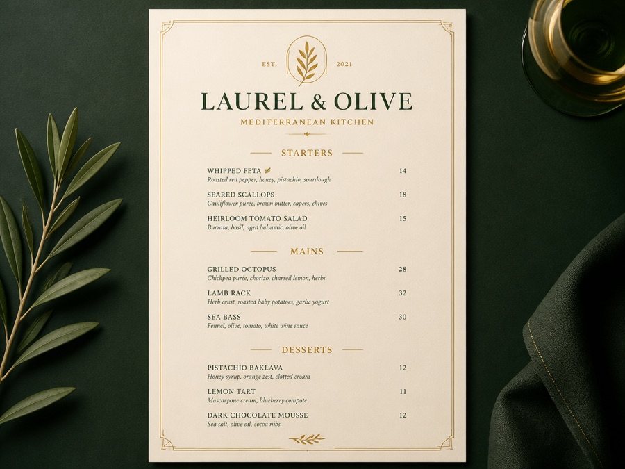 Restaurant menu design