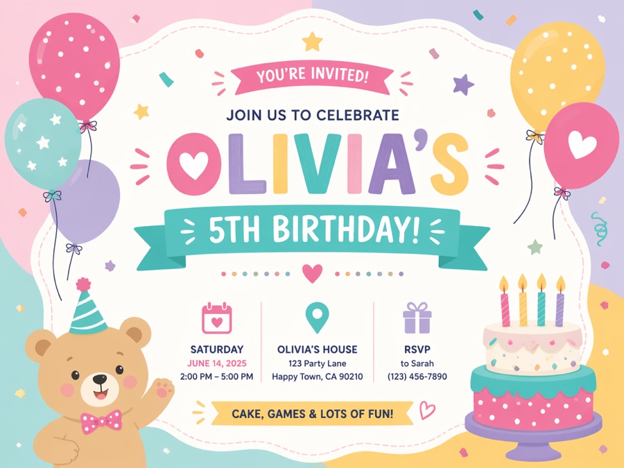 Birthday party invitation card design